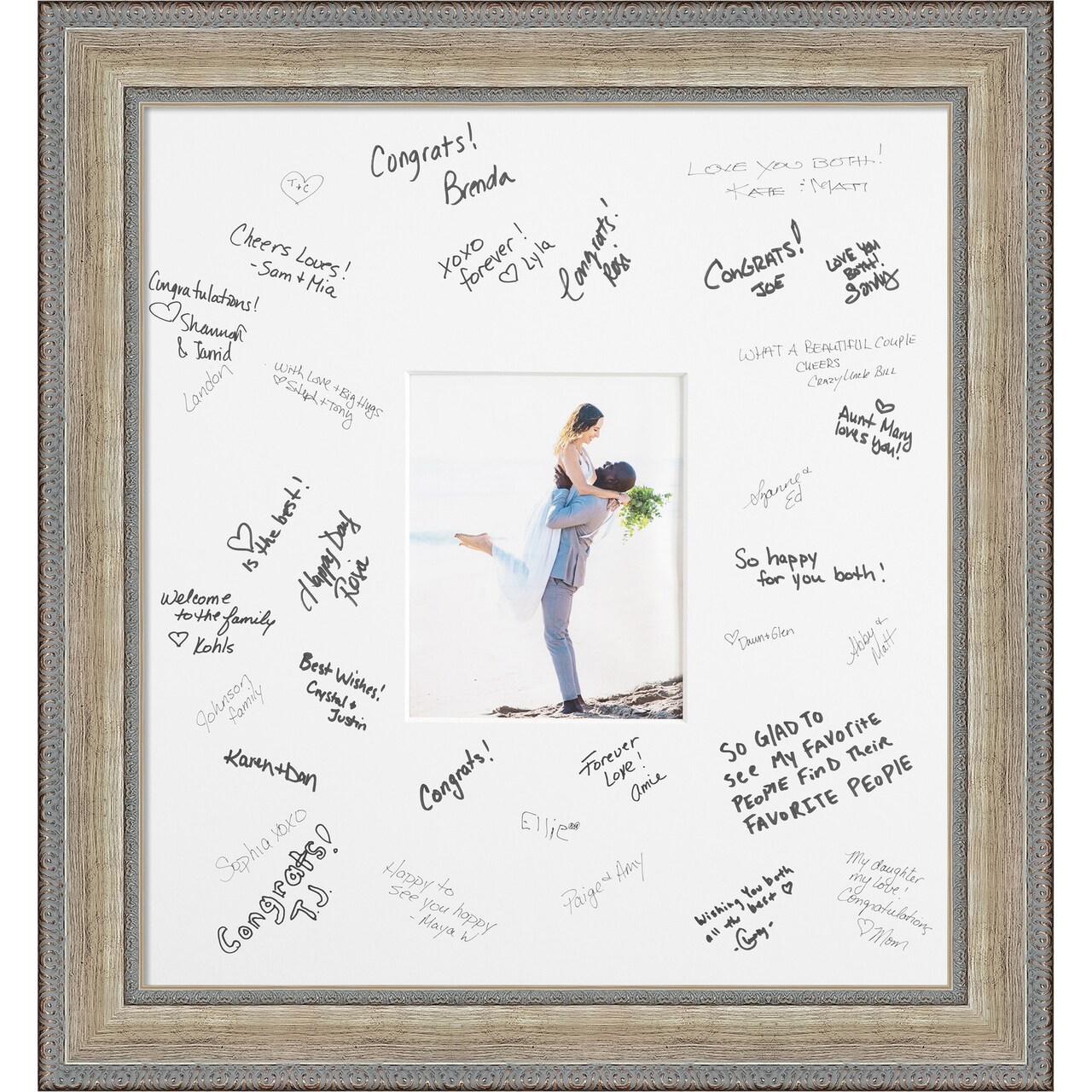 Fleur Signature Mat Picture Frame, Photo Frame Wedding Guest Book Alternative, Autograph Picture Mat for Signature Board, Wedding Celebrations Graduations Support Encouragement or Retirement